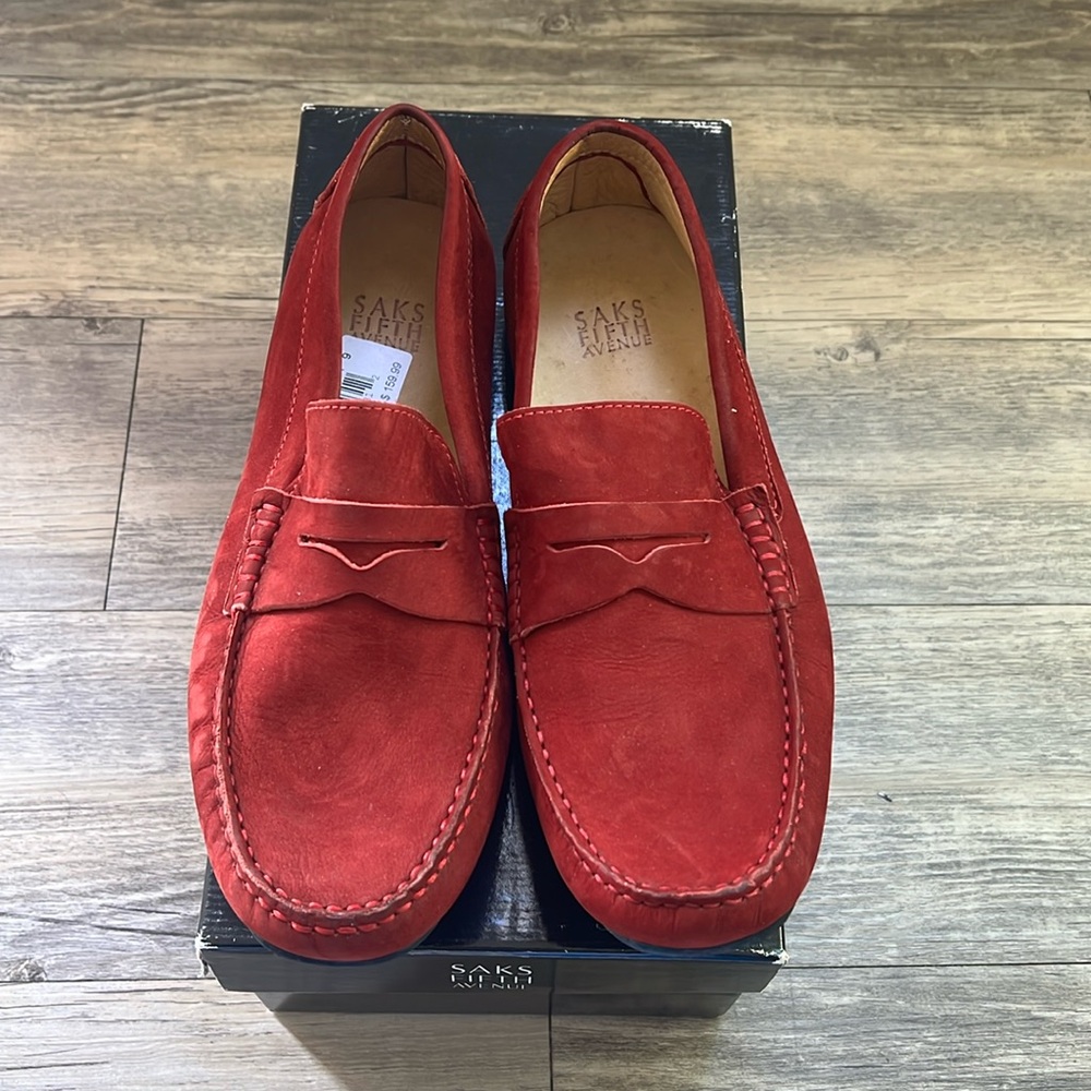 Saks Fifth Avenue Men’s 9 Burgundy Suede Loafers